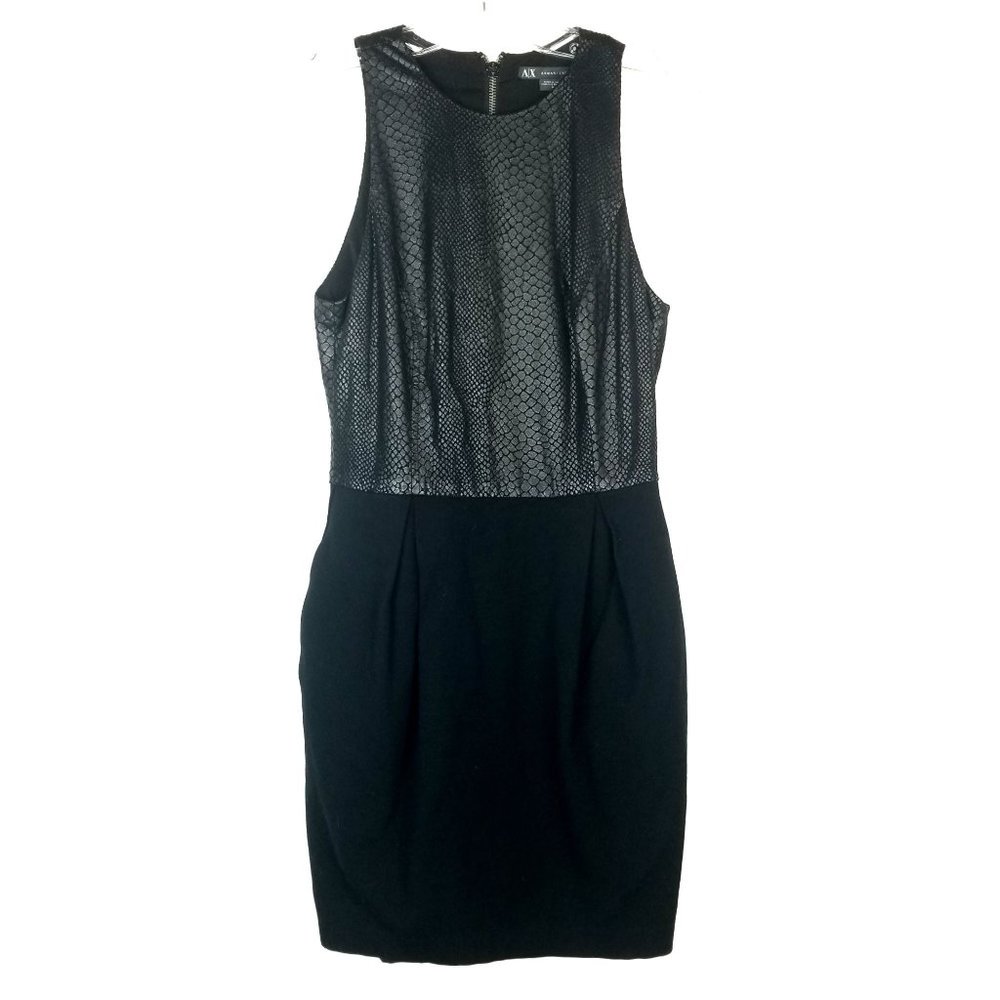 ARMANI EXCHANGE Sleeveless Sheath Dress Black Animal Print Snake Women's size 0